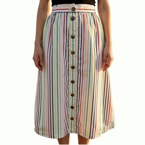 Jcrew Colorful Striped Button-Down Skirt 98% cotton